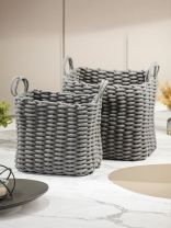 Набор плетеных корзин 2 шт, прямоугольный, хлопок, серый, 34х26х30 см, 30х21х26см, МП, Y4-8941