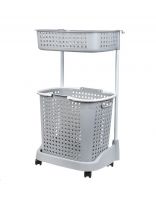 Корзина для хранения, 43х32х70 см, прямоугольная, пластик, серая, 2-х ярусная, на колесах, Y4-7235/Y4-7235-2