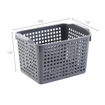 Корзина для хранения, 2 л, 20х13.5х12 см, прямоугольная, пластик, серая, Violet, Лофт, 641008