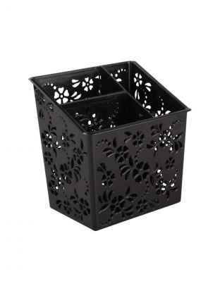 Подставка универсальная для мелочей, пластик, 16.5х12.5х17 см, черная, Альтернатива, М6342