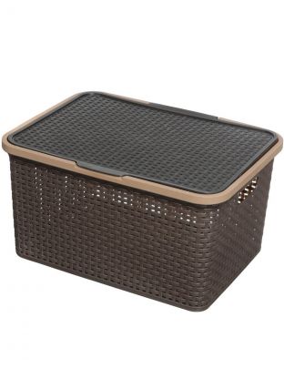 Ящик хозяйственный 30 л, 46х34.5х24.5 см, с крышкой, в ассортименте, Полимербыт, Артлайн, С495