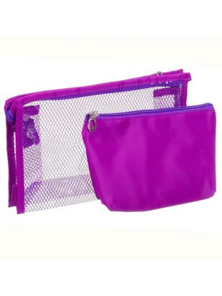 Набор косметичек 2 шт, 23х8х15 см, 18х3.5х11 см, Y9-166, прямоугольный, застежка молния, фиолетовый