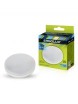 Лампа светодиодная GX53, 7 Вт, 60 Вт, 220 В, таблетка, 4500 К, нейтральный белый свет, Ergolux, 13513