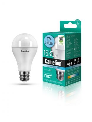 Лампа светодиодная E27, 17 Вт, 150 Вт, 220 В, груша, 4500 К, нейтральный белый свет, Camelion, 12309