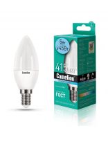 Лампа светодиодная E14, 5 Вт, 45 Вт, 220 В, свеча, 4500 К, нейтральный белый свет, Camelion, 12032
