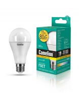 Лампа светодиодная E27, 11 Вт, 80 Вт, груша, 3000 К, теплый белый свет, Camelion, 12035