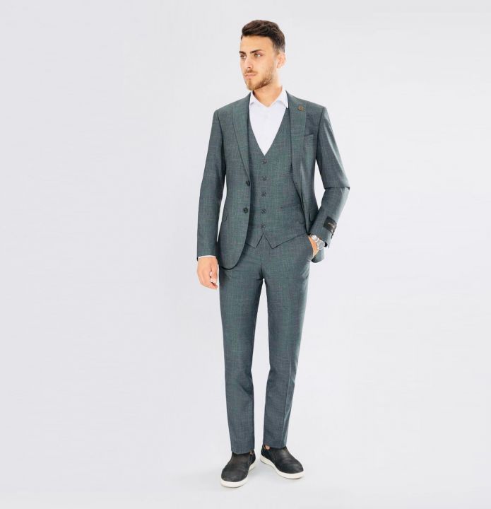 Зеленый костюм-тройка на прокат