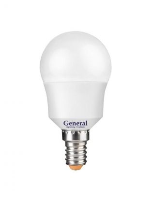 Лампа светодиодная E14, 15 Вт, 230 В, шар, 2700 К, теплый белый свет, General Lighting Systems, GLDE, 661104