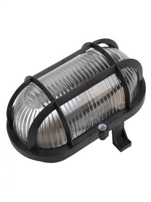 Светильник General Lighting Systems, НБП 02-60-004.03 "ЕВРО", 60 Вт, E27, на 1 лампочку, IP65, 18.6х12.6х11.2 см, с решеткой, черный, 437833