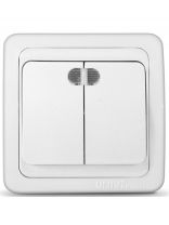 Выключатель скрытой установки, двухклавишный, без заземления, 10 А, пластик, подсветка, белый, UNIVersal, Валери, В0123