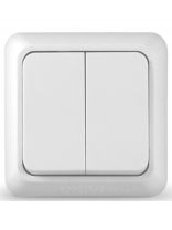 Выключатель открытой установки, двухклавишный, без заземления, 10 А, пластик, белый, UNIVersal, Олимп, О0023