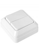 Выключатель открытой установки, двухклавишный, 10 А, термопластик, IP20, белый, General Lighting Systems, Альфа, 477002