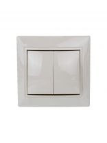 Выключатель скрытой установки, двухклавишный, 10 А, ABS пластик, IP20, слоновая кость, UNIVersal, Севиль, С0023