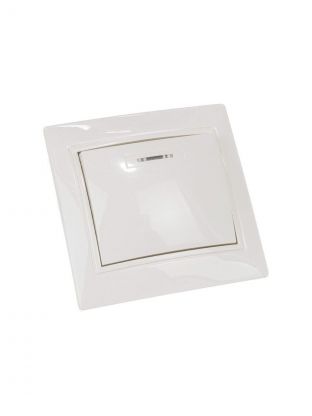 Выключатель скрытой установки, одноклавишный, 10 А, ABS пластик, подсветка, IP20, слоновая кость, UNIVersal, Севиль, Б-С0121