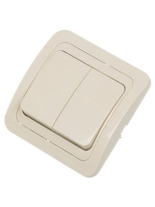 Выключатель скрытой установки, двухклавишный, без заземления, 10 А, ABS пластик, IP20, слоновая кость, UNIVersal, Валери, Б-В0023