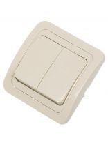 Выключатель скрытой установки, двухклавишный, без заземления, 10 А, ABS пластик, IP20, слоновая кость, UNIVersal, Валери, Б-В0023