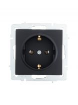 Розетка 1 гнездо, с заземлением, 16 А, 220 В, пластик, IP20, черный бархат, ПБТ, Lezard, Vesna, 742-4288-122B
