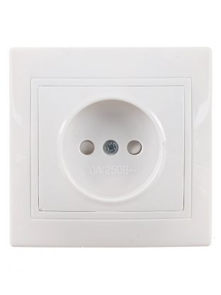 Розетка скрытой установки, 1 гнездо, без заземления, 10 А, с защитными шторками, керамика, белая, TDM Electric, Таймыр, SQ1814-0015