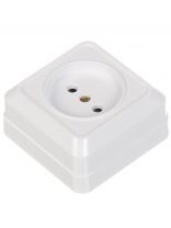 Розетка открытой установки, 1 гнездо, без заземления, 10 А, керамика, IP20, белая, 2 полюса, General Lighting Systems, Альфа, 477006