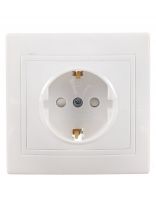 Розетка Евро скрытой установки, 1 гнездо, с заземлением, 16 А, с защитными шторками, керамика, белая, TDM Electric, Таймыр, SQ1814-0016
