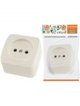Розетка открытой установки, 1 гнездо, без заземления, 10 А, IP20, слоновая кость, 2П, TDM Electric, Дача, SQ1824-0020