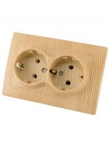 Розетка скрытой установки, 2 гнезда, с заземлением, 16 А, 250 В, пластик, IP20, сосна, 2П+З, TDM Electric, Таймыр Эко, SQ1814-0214