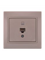 Розетка компьютерная скрытой установки, без заземления, керамика, кремовая, со вставкой, Lezard, Mira, 701-0303-139