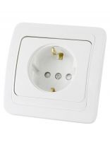 Розетка скрытой установки, 1 гнездо, с заземлением, 16 А, с защитными шторками, белая, 2П+З, TDM Electric, Валдай, SQ1804-0024