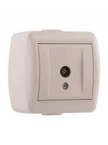 Розетка ТВ открытой установки, 1 гнездо, без заземления, пластик, кремовая, Lezard, Nata, 710-0300-130