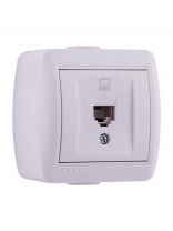 Розетка компьютерная открытой установки, без заземления, керамика, белая, Lezard, Nata, 710-0200-139