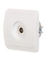 Розетка телевизионная скрытой установки, 1 гнездо, без заземления, ABS пластик, IP20, белая, тупиковая, UNIVersal, Валери, В00