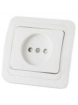 Розетка скрытой установки, 1 гнездо, без заземления, 10 А, с защитными шторками, пластик, белая, 2П, TDM Electric, Валдай, SQ1804-0023