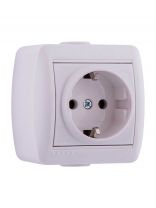 Розетка открытой установки, 1 гнездо, с заземлением, пластик, белая, Lezard, Nata, 710-0200-122