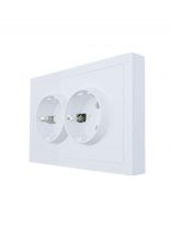Розетка скрытой установки, 2 гнезда, с заземлением, 16 А, 250 В, пластик, IP20, белая, безвинтовой, зажим/клемма, Lezard, Zima, 704-0200-127BQC
