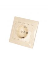 Розетка скрытой установки, 1 гнездо, с заземлением, 16 А, с защитными шторками, ABS пластик, IP20, слоновая кость, UNIVersal, Севиль, Б-С0049