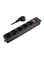 Сетевой фильтр 5 гнезд, 1.8 м, 3х0.75 мм2, с заземлением, 10 А, черный, ФАZА, FOP-05GS-180-bk, 5007628