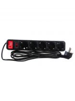 Сетевой фильтр 5 гнезд, 3 м, ПВС, 3х0.75 мм2, с заземлением, 10 А, черный, Союз, 1336