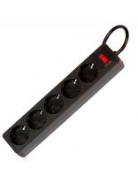 Сетевой фильтр 5 гнезд, 5 м, ПВС, 3х0.75 мм2, с заземлением, 10 А, 2200 Вт, без защитной шторки, черный, Smartbuy, SBSP-50-K