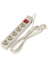 Сетевой фильтр 5 гнезд, 3 м, ПВС, 3х0.75 мм2, с заземлением, 10 А, 2.2 кВт, серый, Jett, 171-003