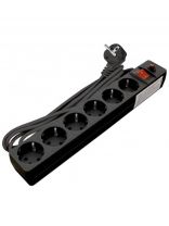 Сетевой фильтр 6 гнезд, 3 м, ПВС, 3х0.75 мм2, с заземлением, 10 А, черный, UNIVersal, 967U-4003