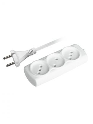 Удлинитель бытовой 3 гнезда, 3 м, 2х0.75 мм2, без заземления, пластик, белый, ФАZА, УДП-3-300, 1043061