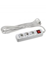 Удлинитель бытовой 3 гнезда, 5 м, ПВС, 3х0.75 мм2, с заземлением, 10 А, выключатель, Эра, UX-3es-5m, Б0035755