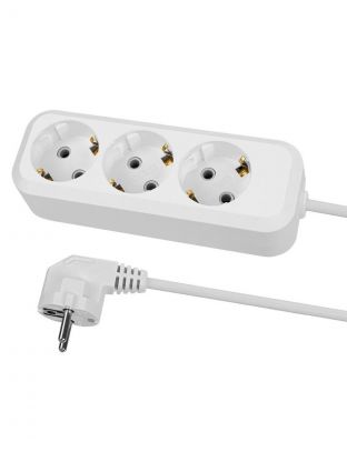 Удлинитель 3 гнезда, 1.5 м, с заземлением, 10 А, 2300 Вт, белый, TDM Electric, Народный, SQ1303-1040