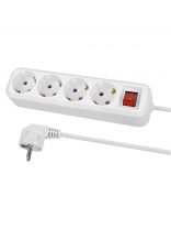 Удлинитель 4 гнезда, 3 м, с заземлением, 16 А, выключатель, 3680 Вт, белый, TDM Electric, Народный У