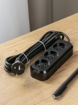 Удлинитель бытовой 3 гнезда, 3 м, ПВС, 2х0.75 мм2, без заземления, черный, UNIVersal, Премиум, Е-203, 2114