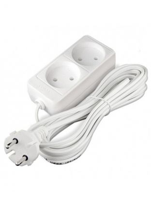 Удлинитель бытовой 2 гнезда, 5 м, ШВВП, без заземления, 1300 Вт, Союз, 481S-0205