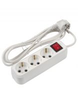 Удлинитель бытовой 3 гнезда, 3 м, ПВС, 3х1 мм2, с заземлением, 16 А, выключатель, 3500 Вт, General Lighting Systems, 470103