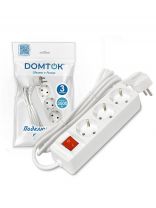 Удлинитель бытовой 3 гнезда, 3 м, ПВС, 3х1 мм2, с заземлением, 16 А, выключатель, 3500 Вт, Domtok, 2381