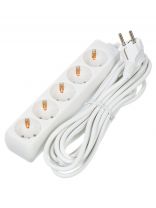 Удлинитель бытовой 5 гнезд, 5 м, ПВС, 3х1 мм2, с заземлением, 16 А, белый, General Lighting Systems, 470011