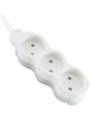 Удлинитель бытовой 3 гнезда, 3 м, ПВС, 2х0.75 мм2, без заземления, 10 А, 250 В, с защитными шторками, бело-серый, TDM Electric, Люкс УЛ3, SQ1303-0224